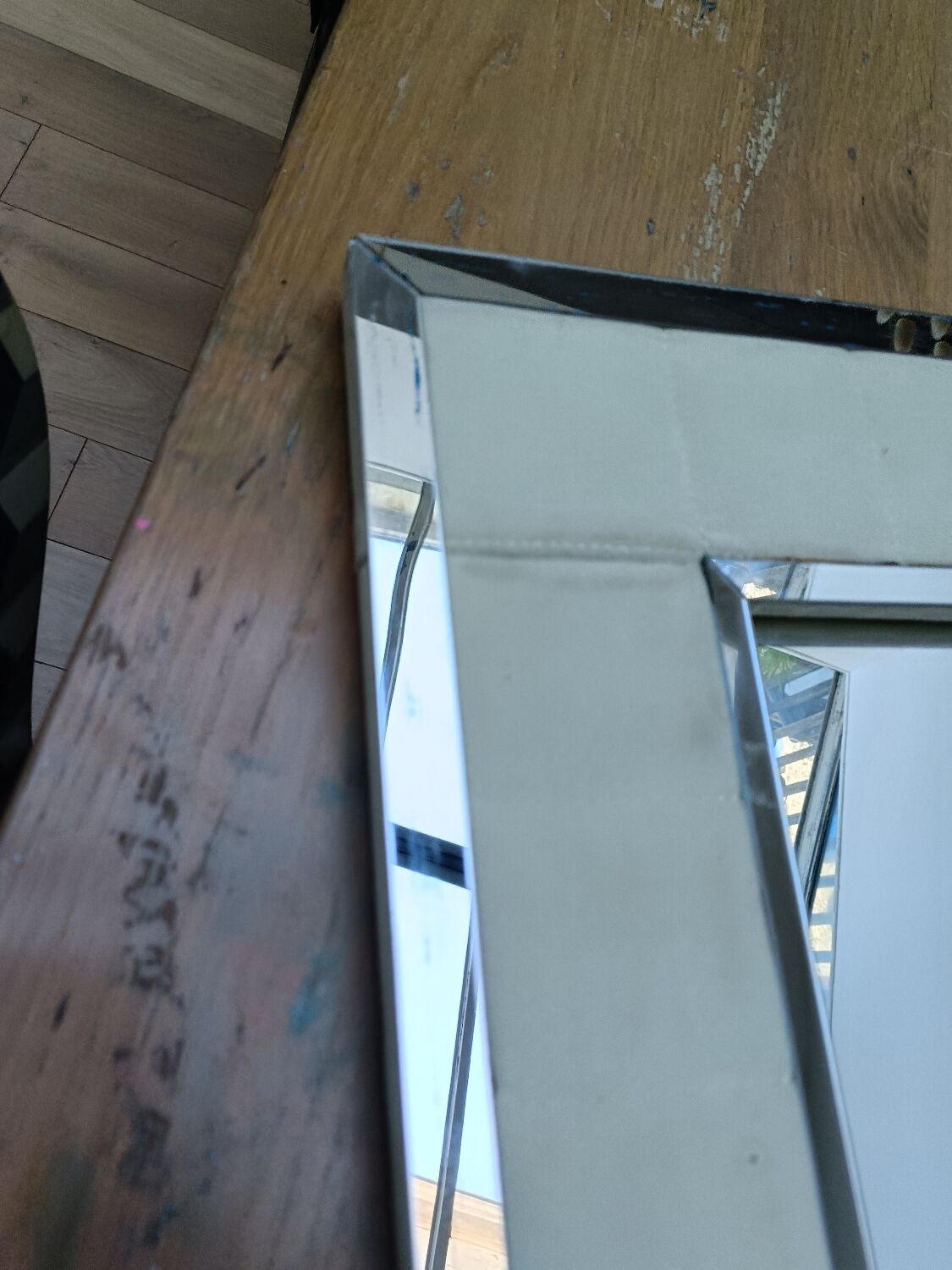 Large vintage tufted velvet mirror