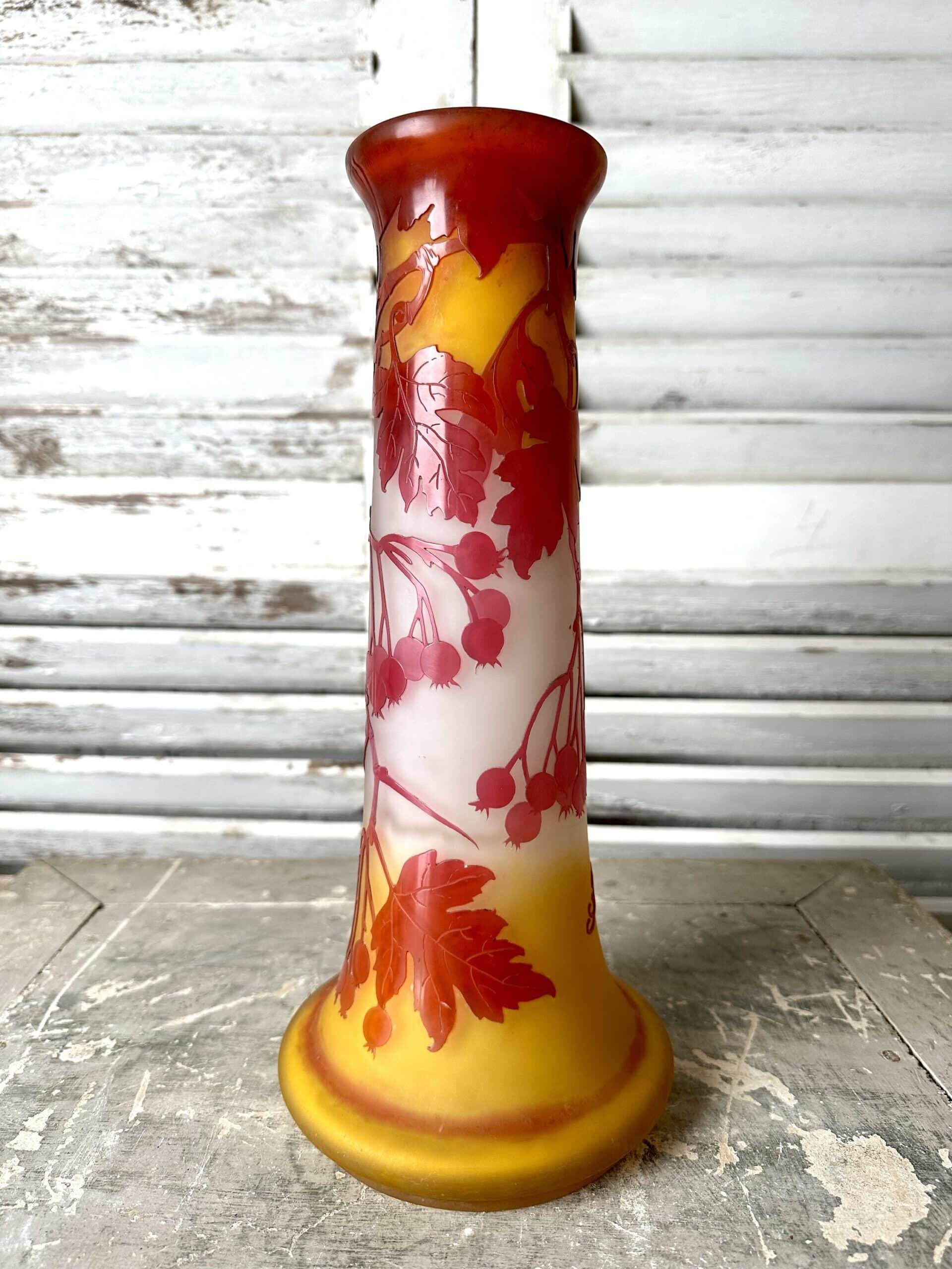 Gallé Art Nouveau vase with currants