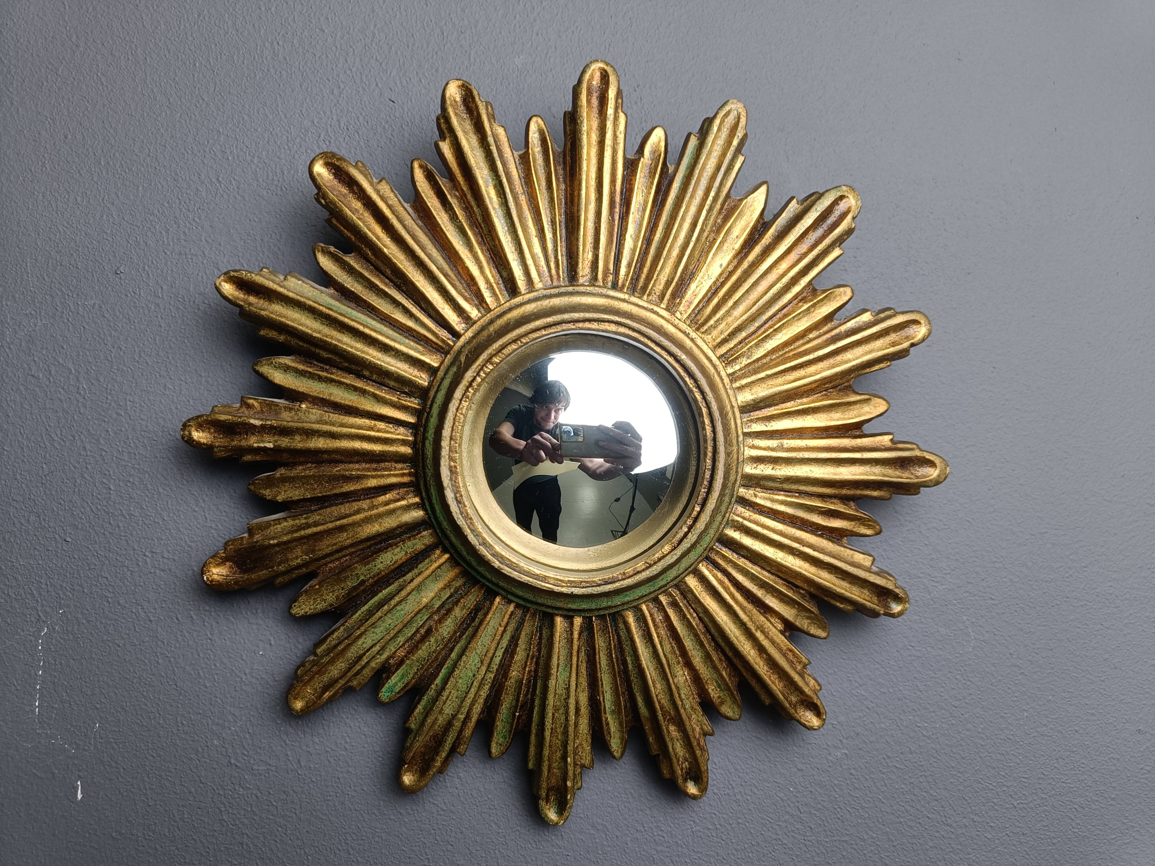 Vintage golden sunburst mirror, 1960s