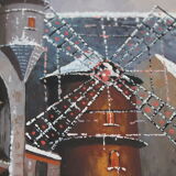 Tableau signé Le Moulin Rouge sous la neige