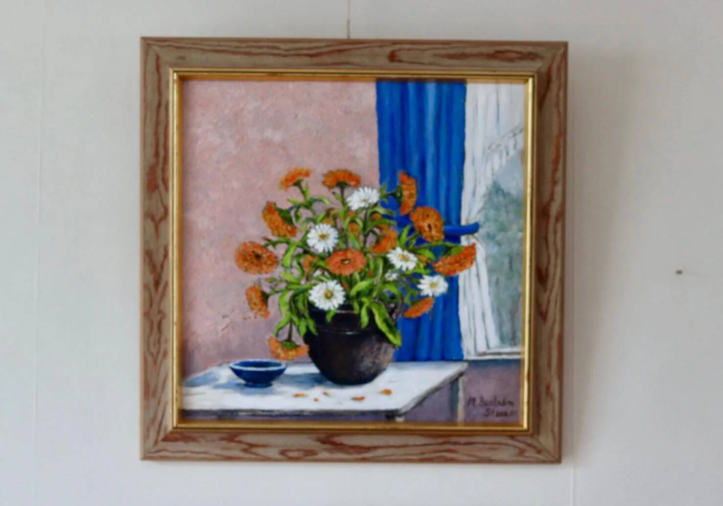 Oil on Swedish canvas, "Floral Pattern", M Boström Stare