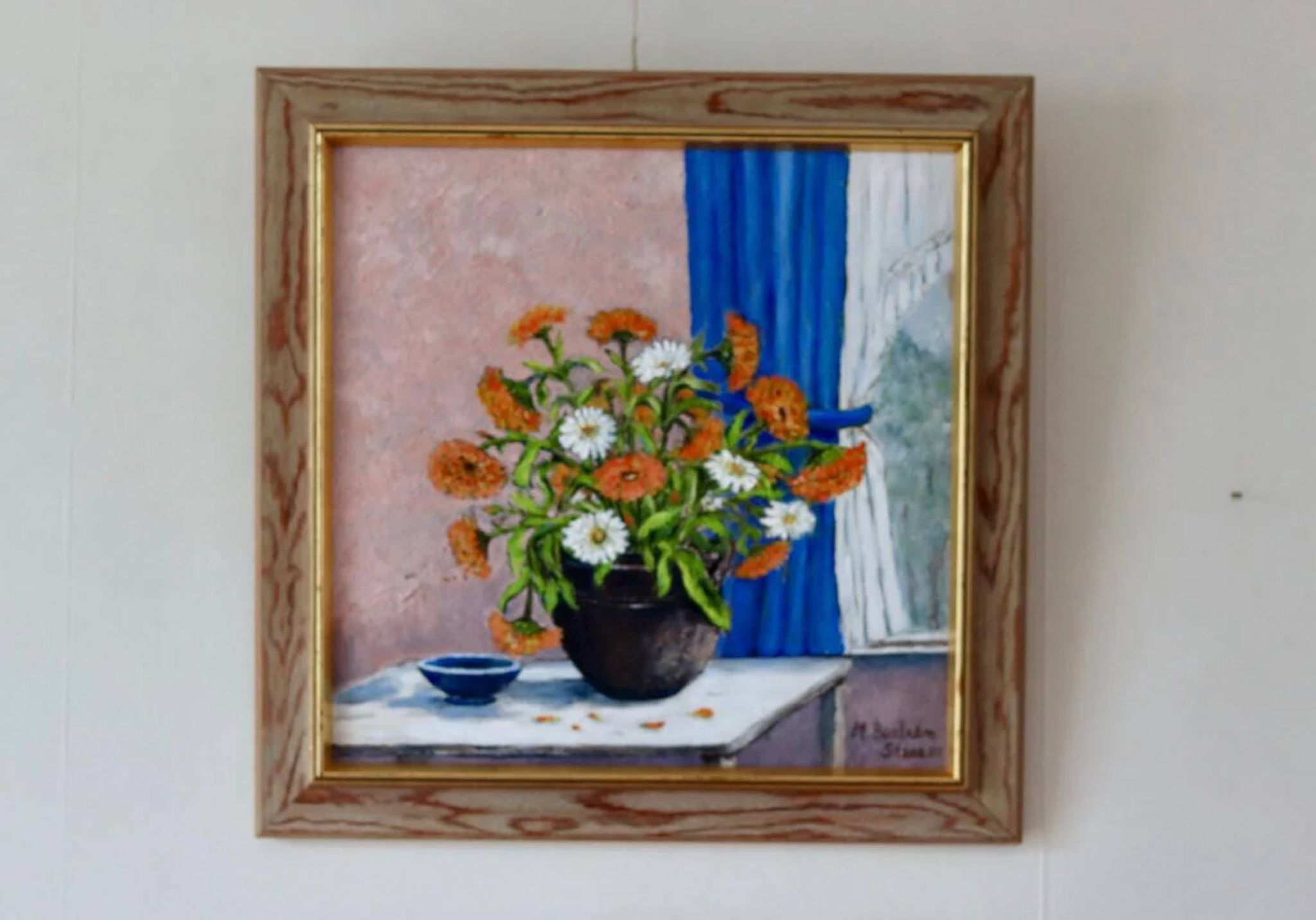 Oil on Swedish canvas, "Floral Pattern", M Boström Stare