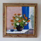 Oil on Swedish canvas, "Floral Pattern", M Boström Stare