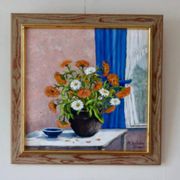 Oil on Swedish canvas, "Floral Pattern", M Boström Stare