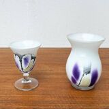 Vintage German glass vase and cup by Hans Jürgen Richartz for the Richartz art collection, set of 2.