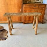Primitive raw wood console