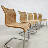5 vintage rattan dining chairs