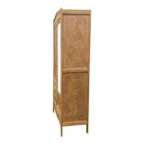 Parisian hotel wardrobe with bevelled mirror, solid raw oak, 1920.