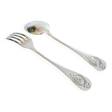 Silver cutlery set, 1 fork and 1 spoon, erenard
