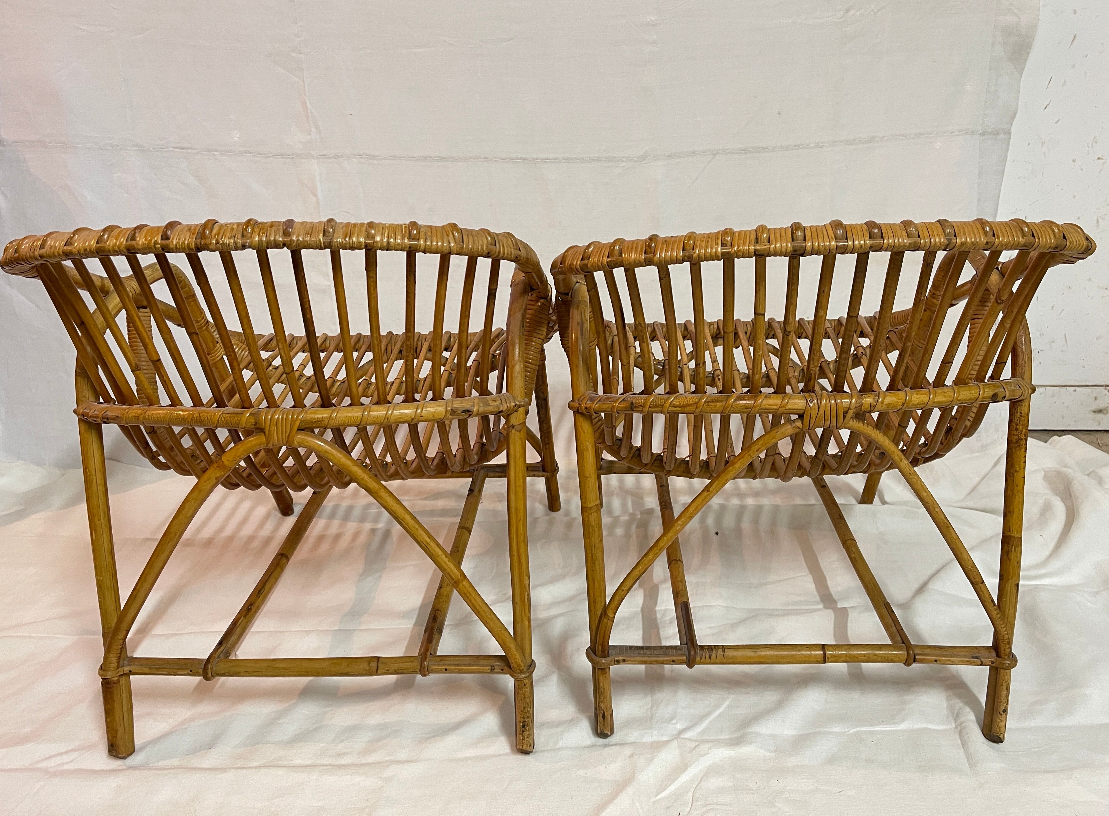 Pair of rattan basket chairs