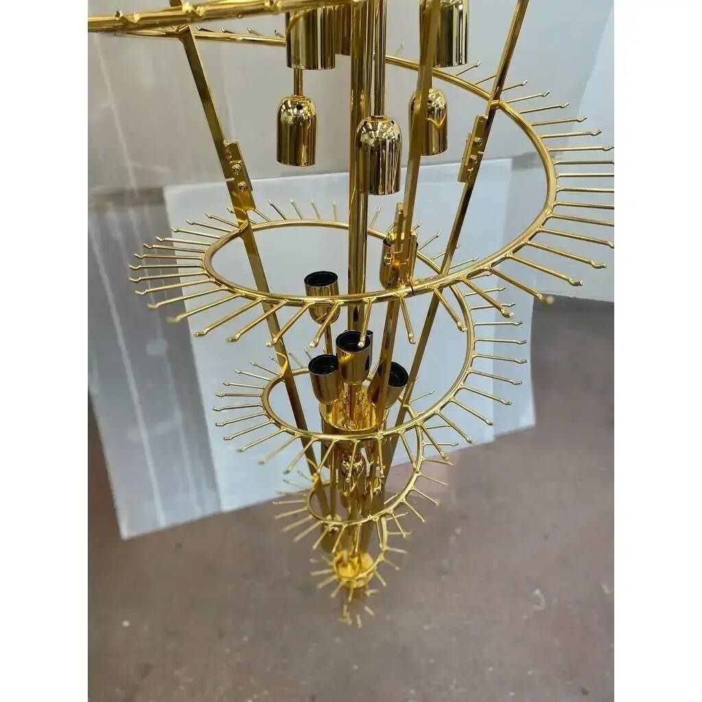 Chandelier en verre de Murano fumé doré de style Quadriedro torsadé des années 50