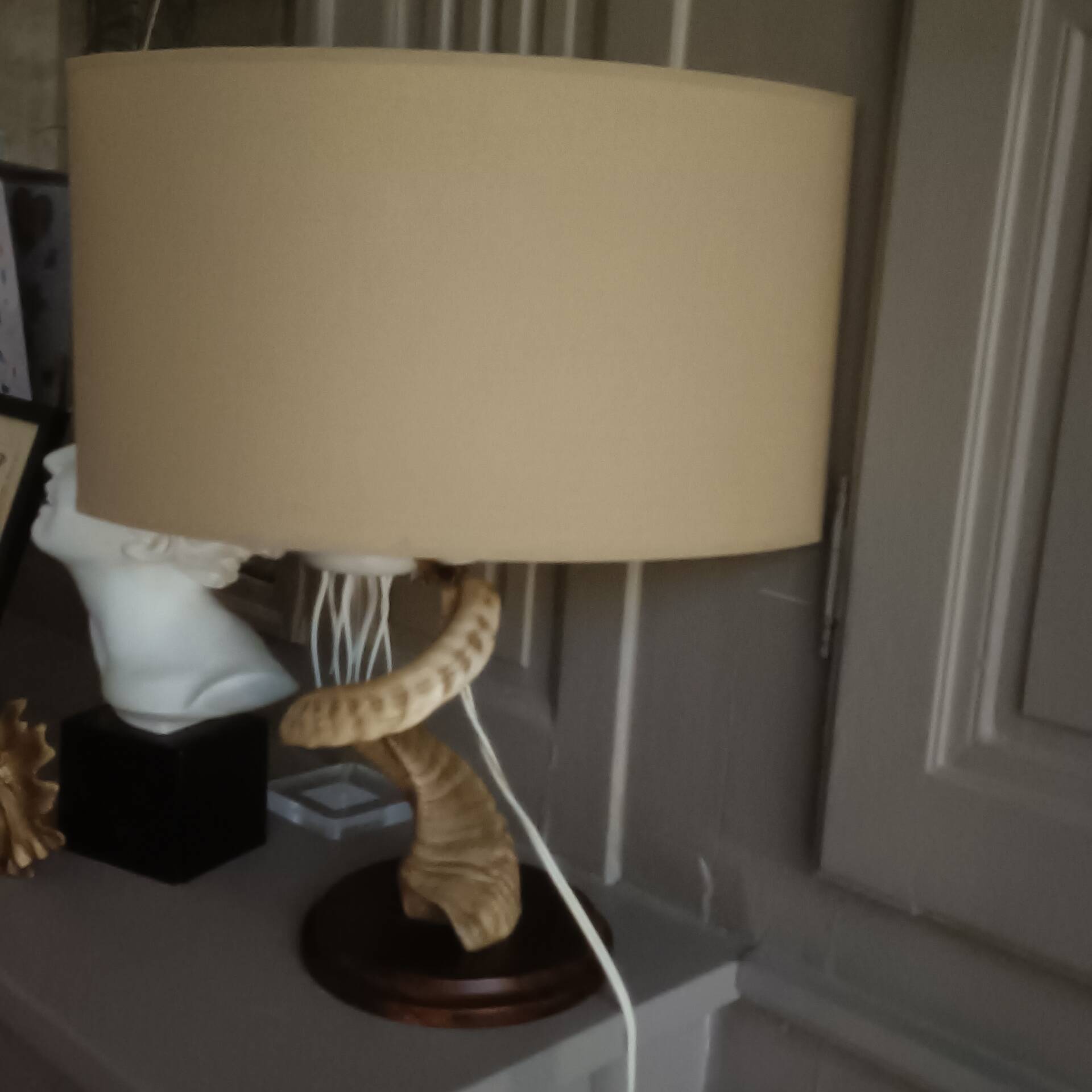 Vintage ram's horn living room lamp