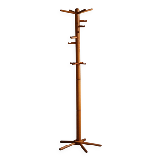 Decorative coat rack in solid pine, mid-century Danish style, 1970s.