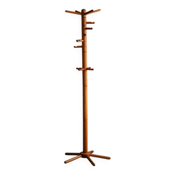 Decorative coat rack in solid pine, mid-century Danish style, 1970s.