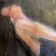 Signed painting, pastel, Chinese ink, portrait of a woman "black sun"