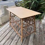 Petit bureau en rotin avec chaise