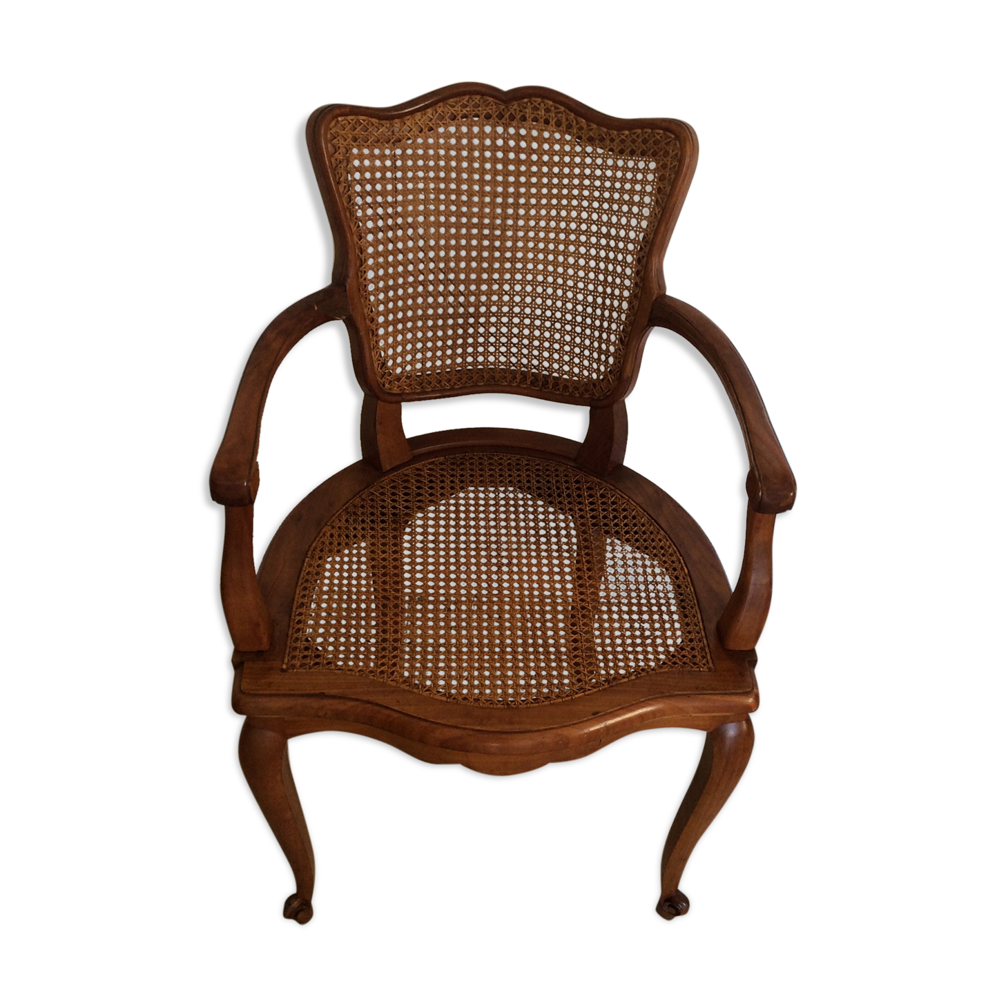 Armchair wood cherry and cannage