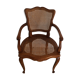 Fauteuil bois merisier et cannage