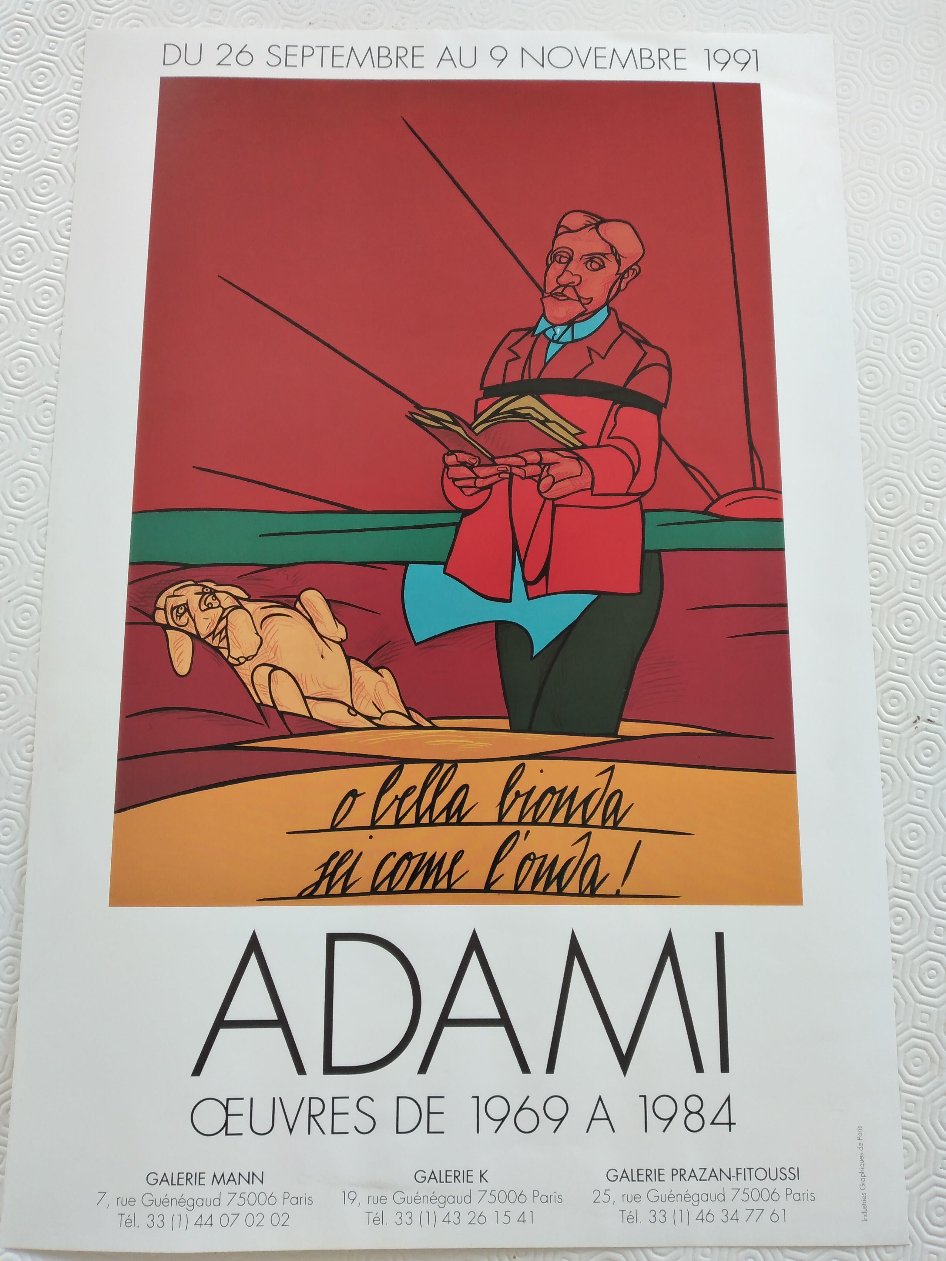 Affiche Valerio Adami "O bella bionda"