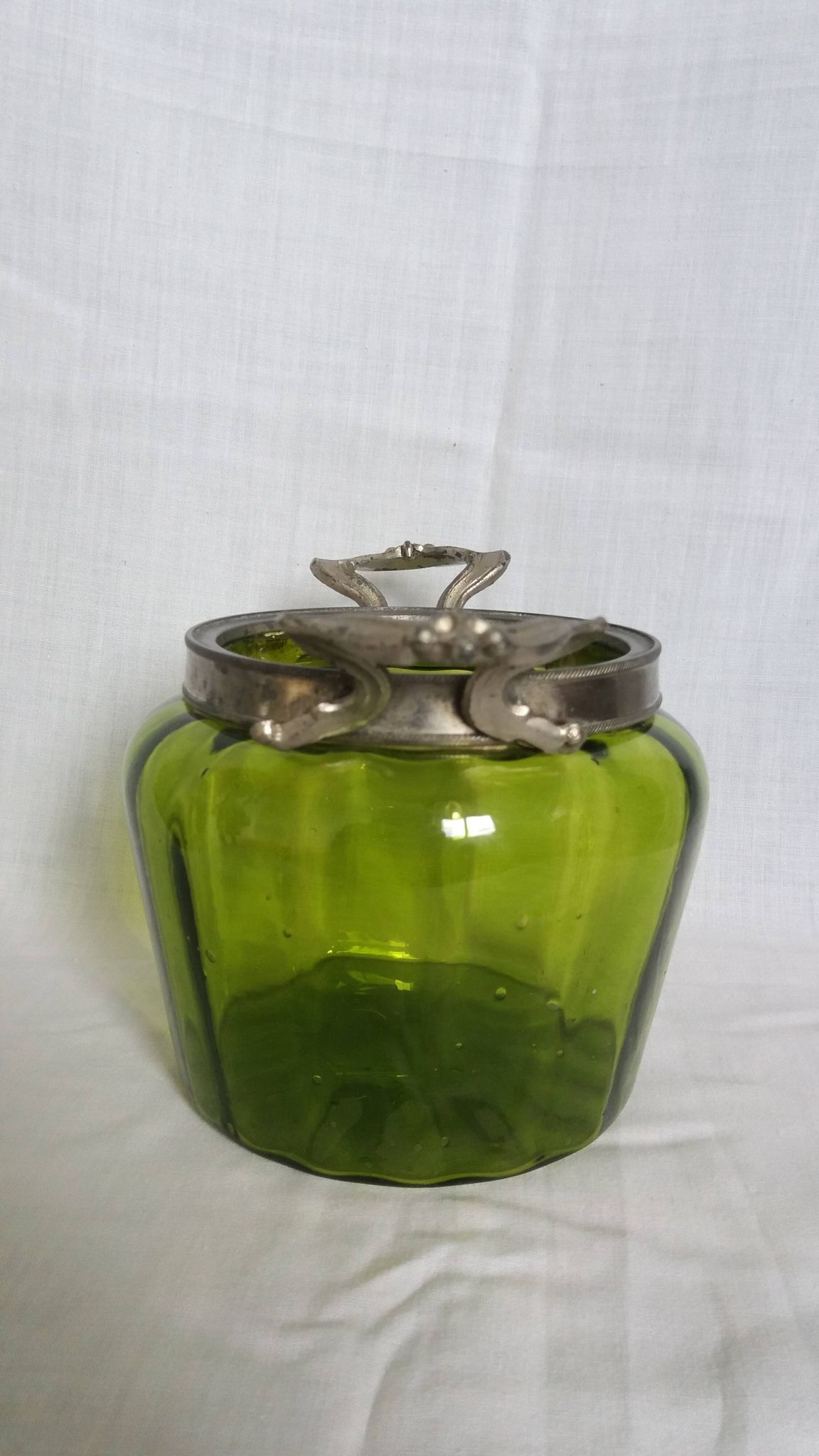 Napoleon III Art Nouveau glass and silver-plated biscuit jar