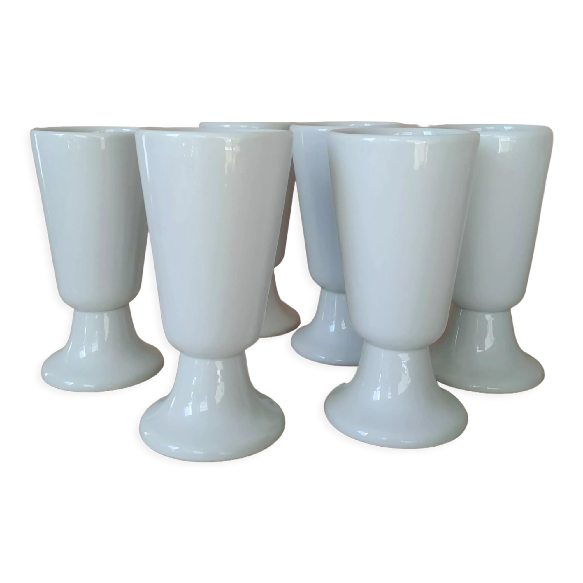 Lot 6 mazagrans white porcelain CNP Vintage