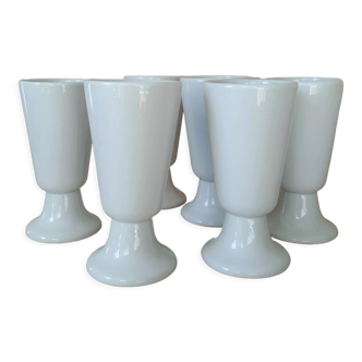Lot 6 mazagrans white porcelain CNP Vintage