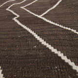 Brown cream wool kilim handmade flatwoven contemporary area rug- 218x301