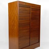 Notary's furniture / double curtained filing cabinet in mahogany, Art Deco / Industrial, France, circa 1940