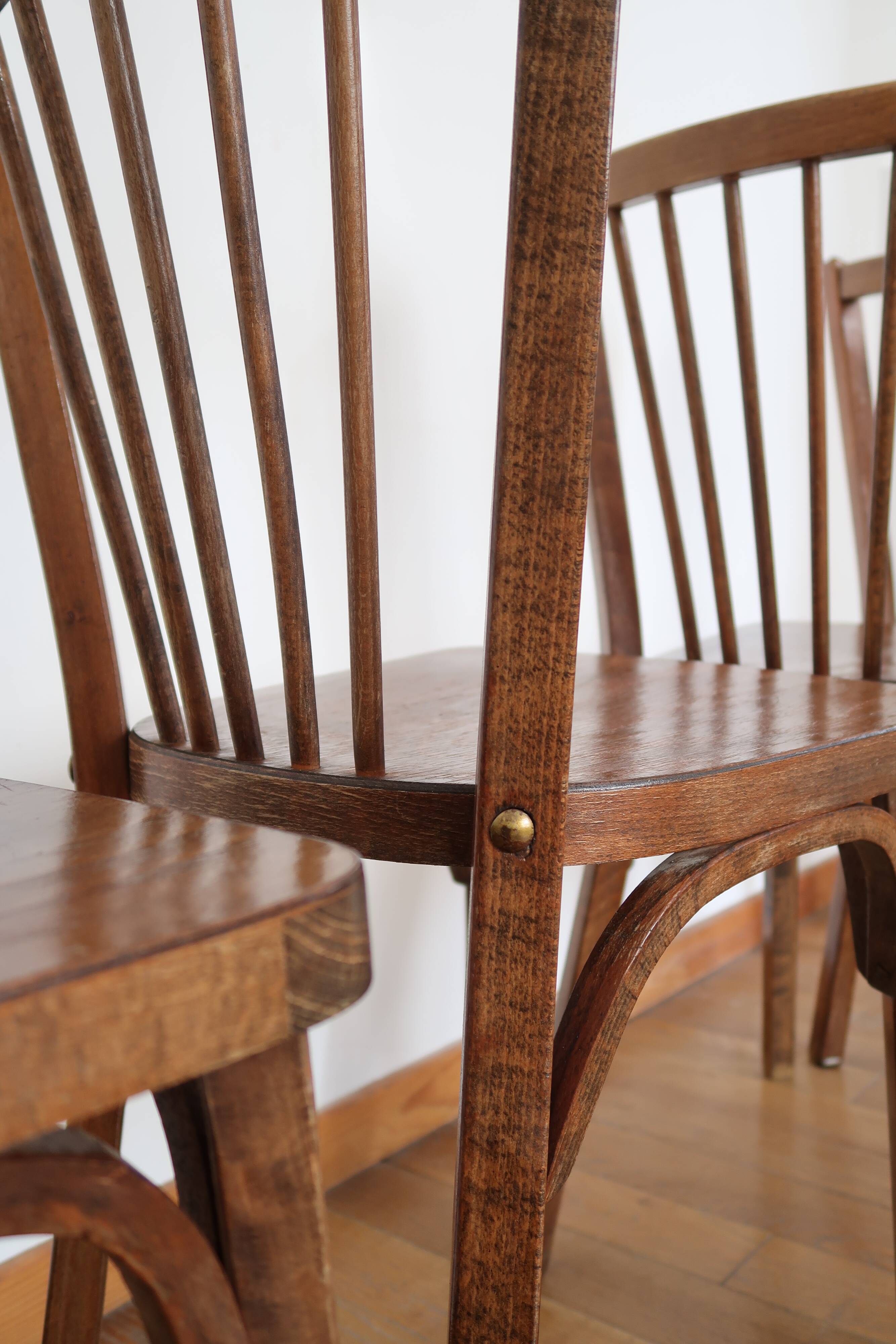 Lot de 5 chaises bistrot baumann vintage