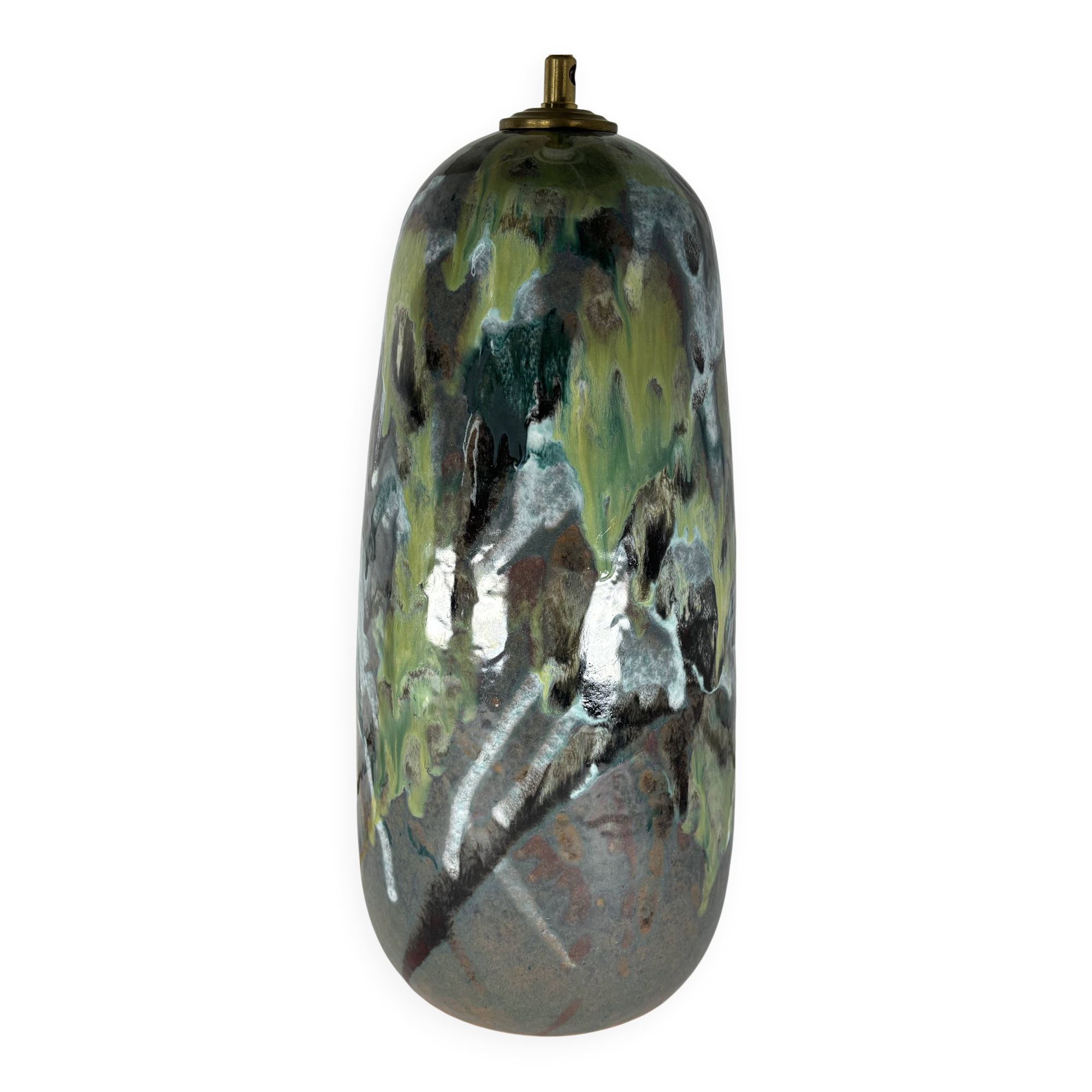Sculptural lamp in glazed ceramic, Scandinavian style, 1970s.