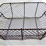 Panier avec 2 poignées en bois en grillage