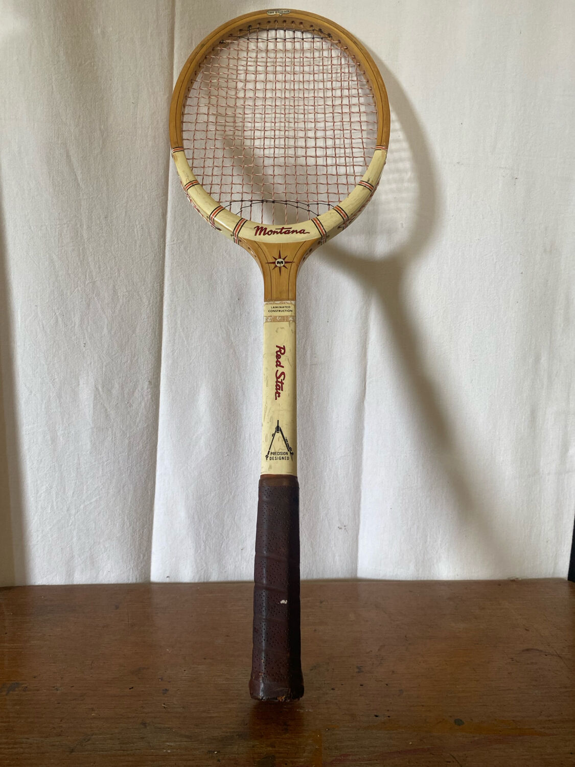 Vintage montana red star wood tennis racket