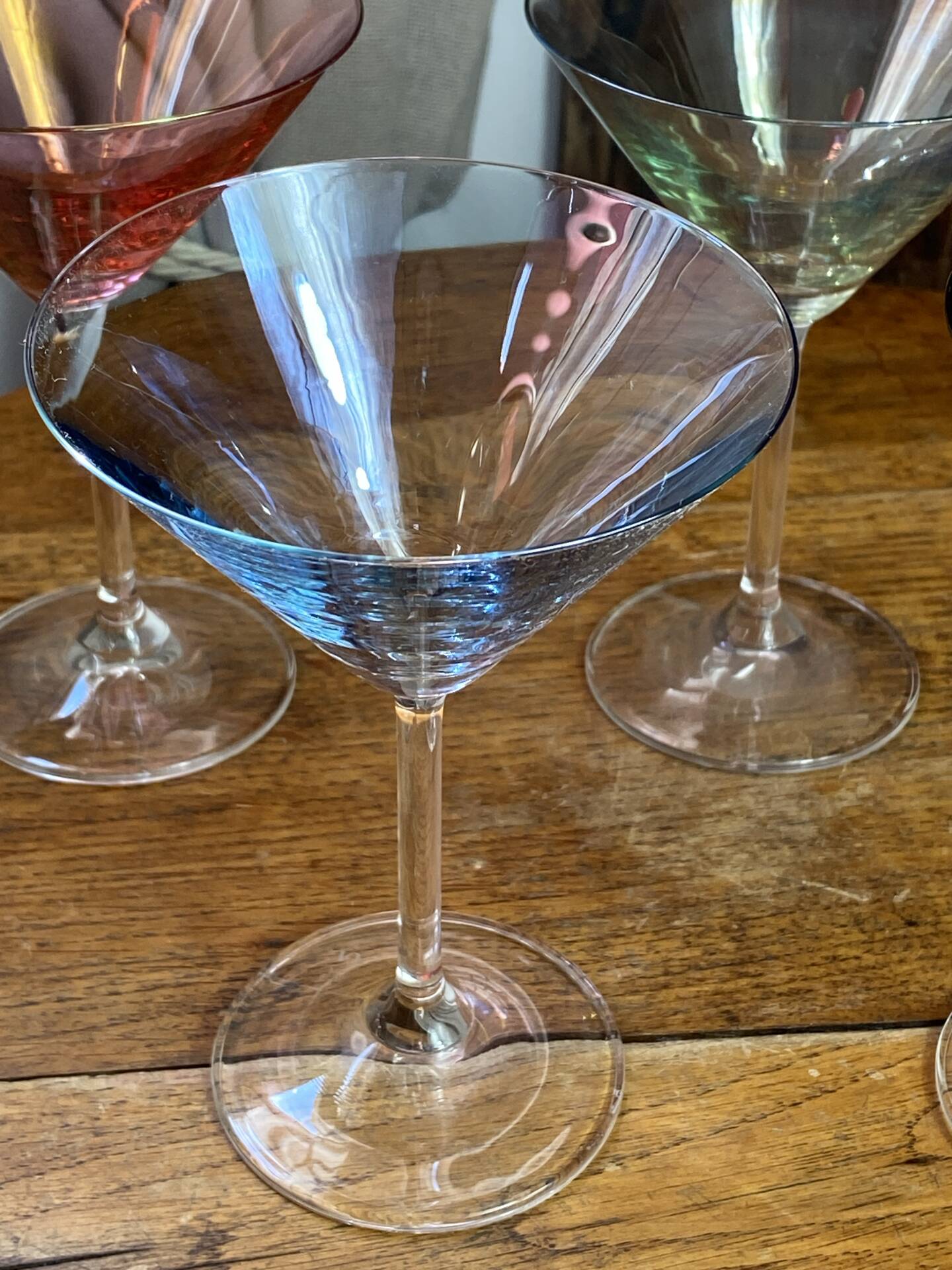 Cocktail glasses in glass