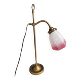 Lampe ancienne laiton et tulipe pate de verre