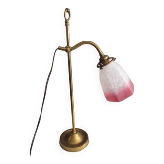 Antique brass and glass paste tulip lamp