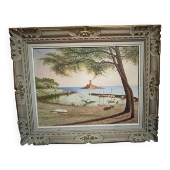 Signed painting The port of Antibes