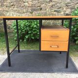 Vintage modernist office in oak and metal tubular base