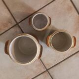 Set of 3 glazed stoneware pots/salters