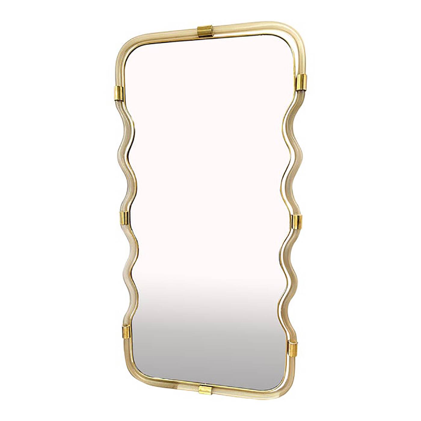 Wave Mirror in Gold "Torchon" Torciglione Glass Design