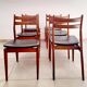 Suite of 6 chairs in beech and black skai