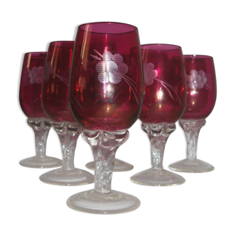 Suite of six antique glasses