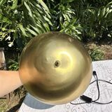 70s Grande Lampe Champignon Vintage - Verre &Métal Doré