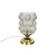 Antique globe table lamp in moulded transparent glass with a brass base.