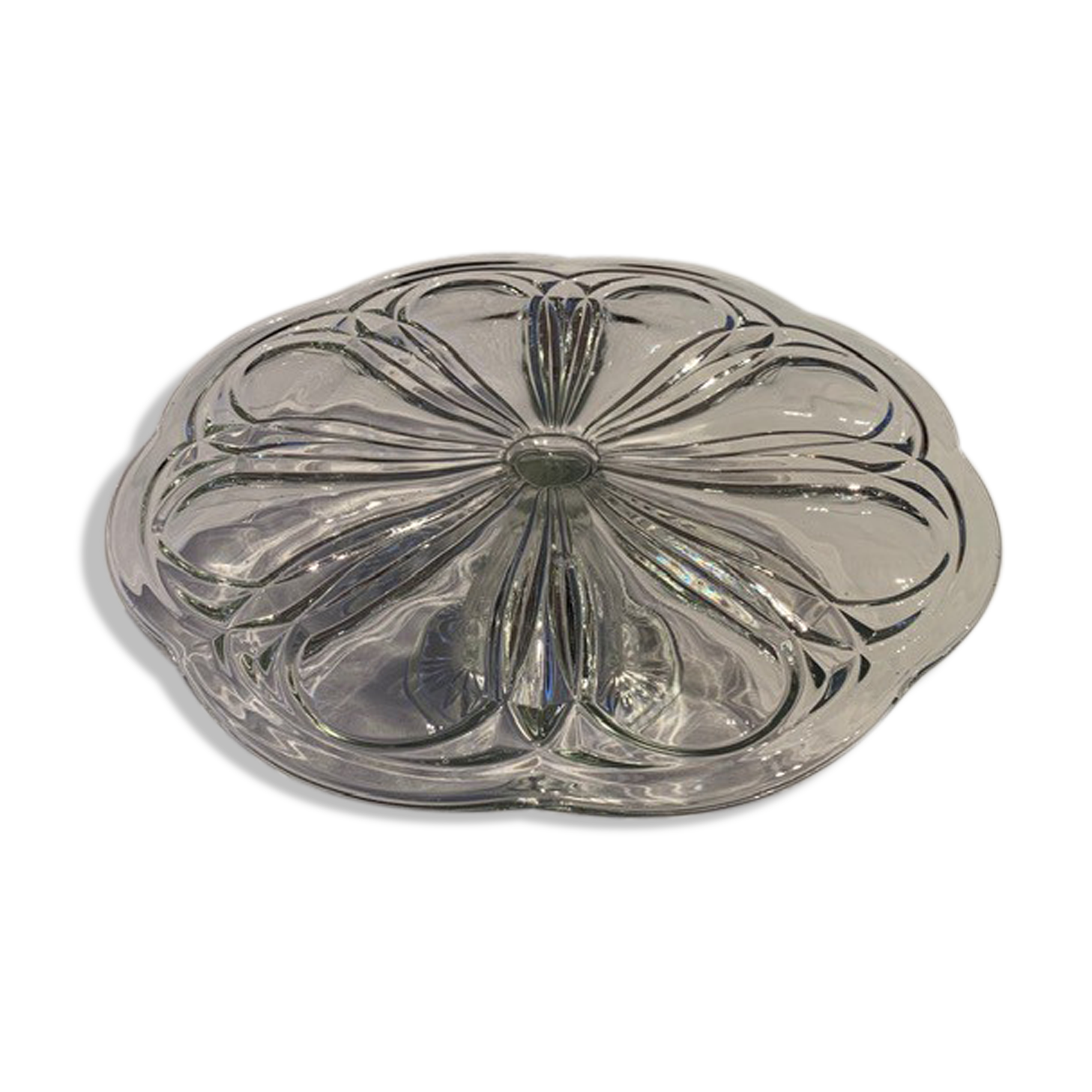 Pie dish and bubbled glass cakes on foot in excellent condition