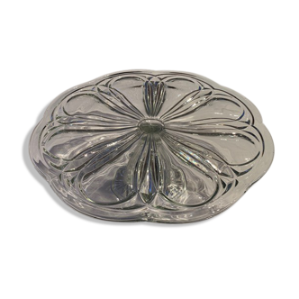 Plat à tartes et gâteaux sur pied en verre bullé en excellent état