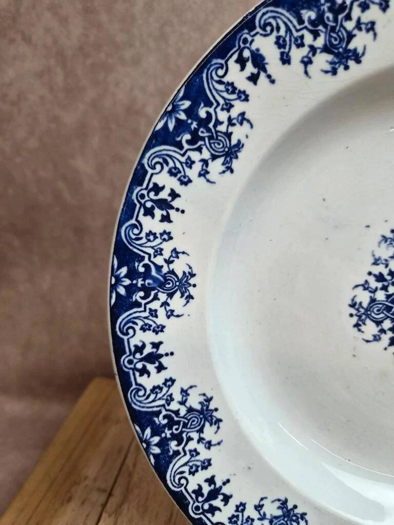 Semi-deep plate Terre de Fer Clairefontaine LG Normandy 19th century blue decoration