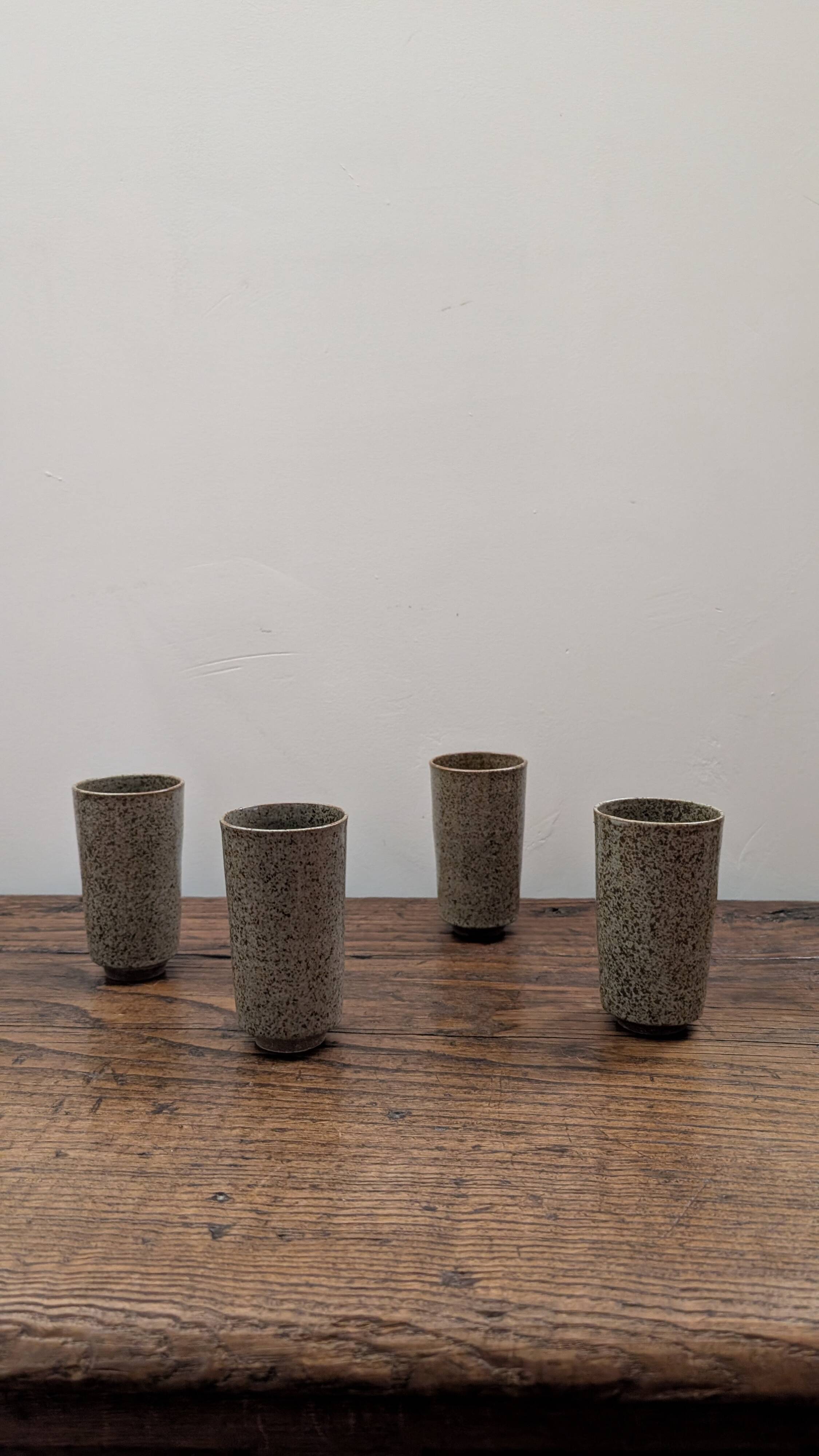 Set of 4 speckled ceramic mazagrans.