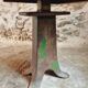 Table ancienne en chêne massif sur piètement en fonte – France, XVIIIe sièc