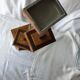 Small 1930s wooden and glass furniture with sliding storage boxes