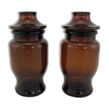 2 brown glass jars - Lever made in Belgium 1970